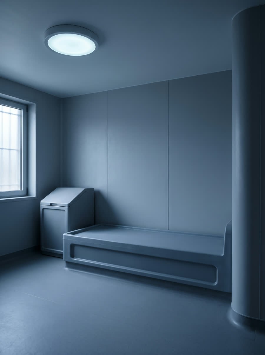 Behavioral health, finished in hygienic wall cladding with a coved floor junction.